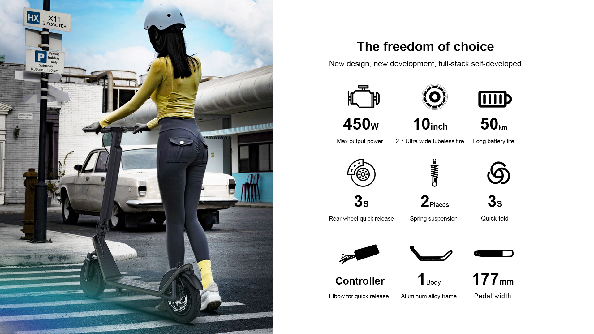 Folding Electric Scooter for Adults 450W Motor 10-Inch Tires 50km Long-Range Commuter E Scooter