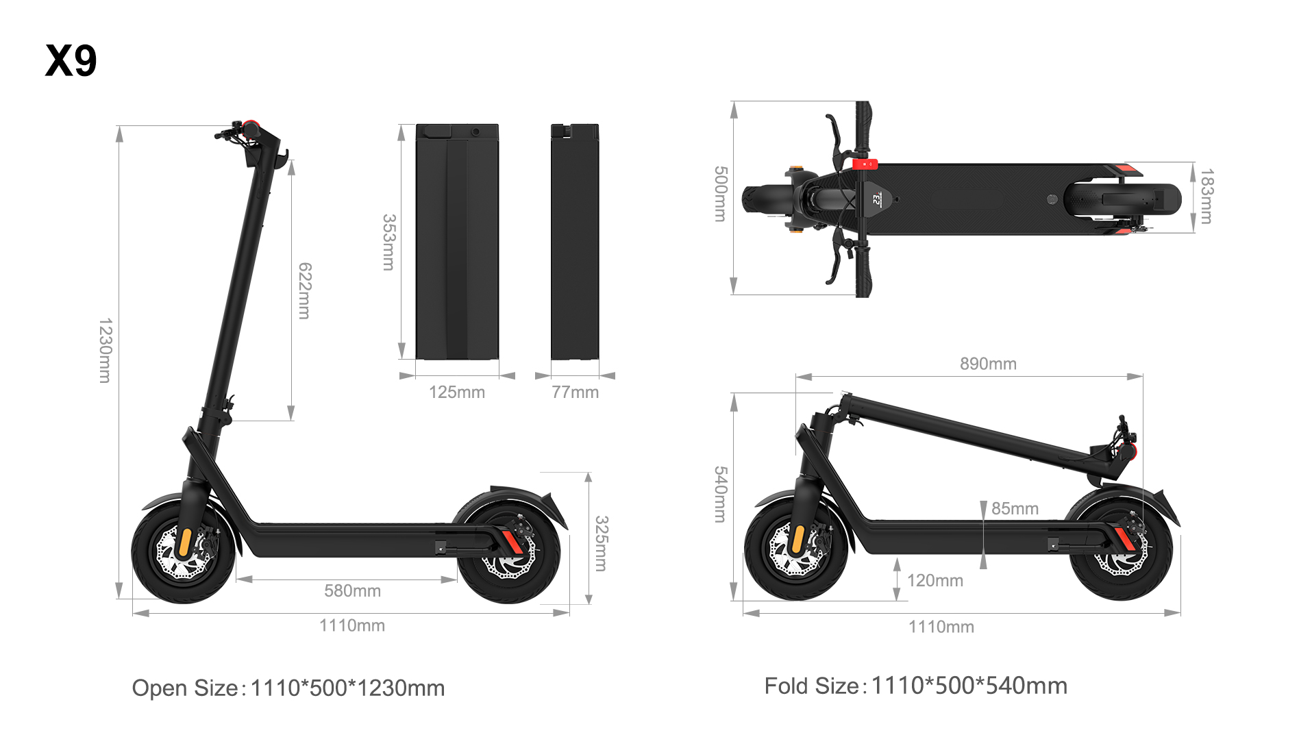 Folding Electric Scooter for Adults 500W Motor 40km/h Speed Long-Range Commuter E Scooter with Removable Battery