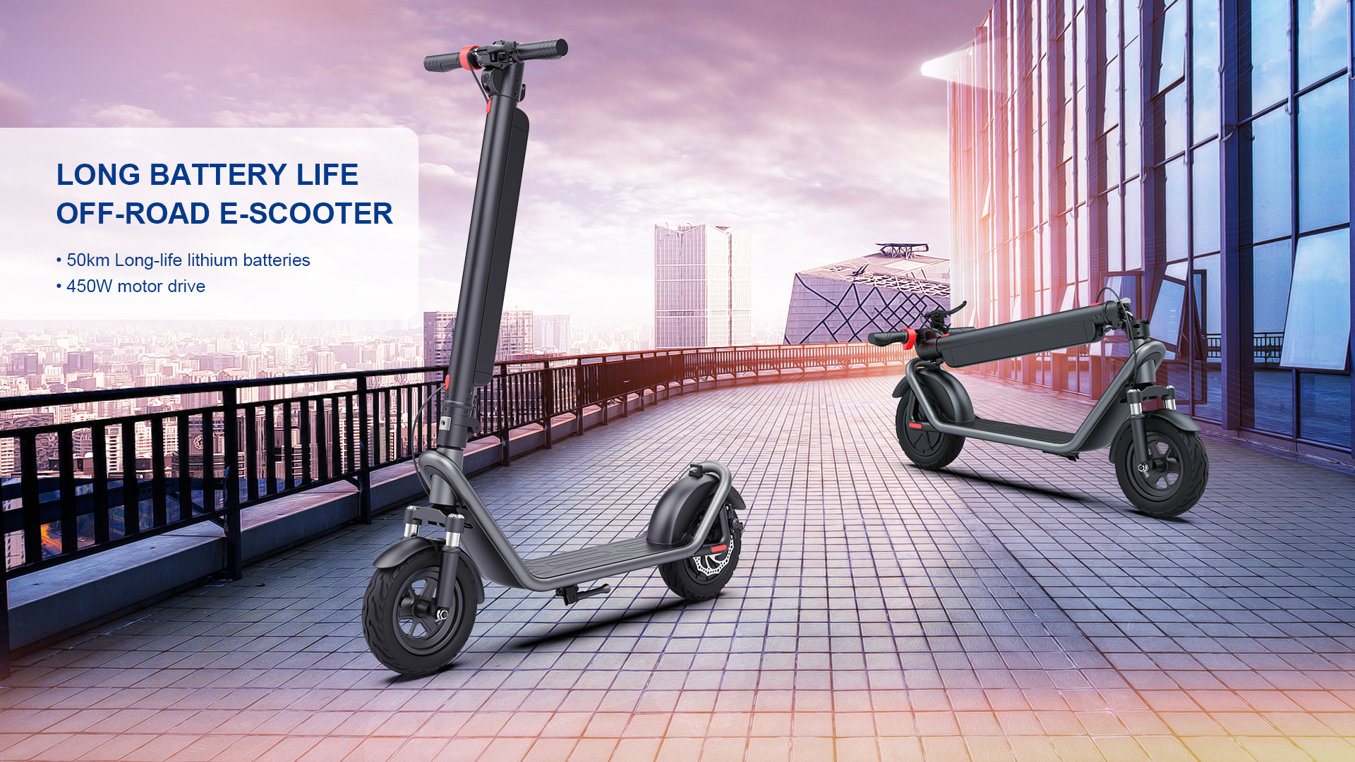 Folding Electric Scooter for Adults 450W Motor 10-Inch Tires 50km Long-Range Commuter E Scooter