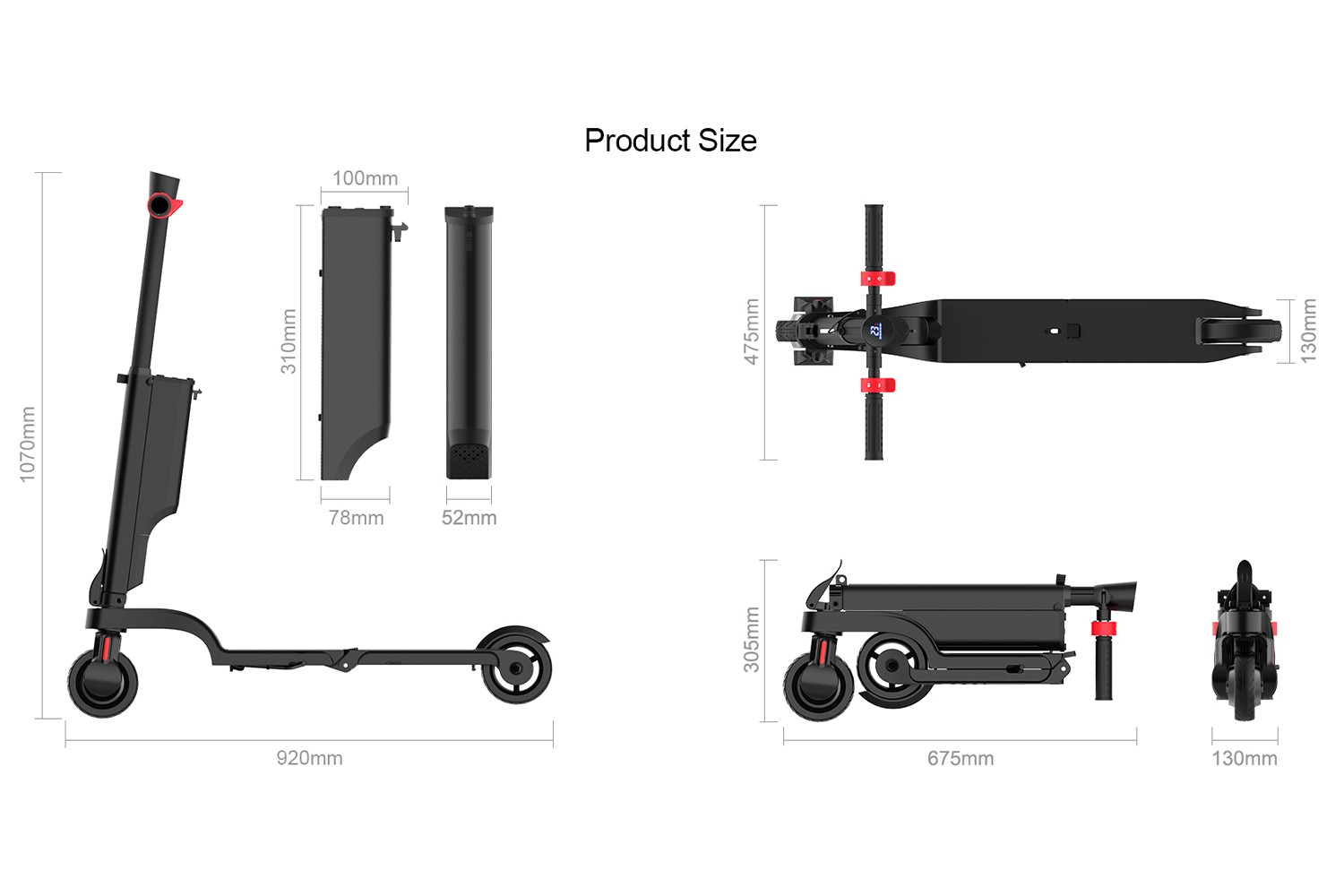Portable Lightweight Folding Electric Scooter for Adults 250W Motor with Removable Battery and Dual Brake System