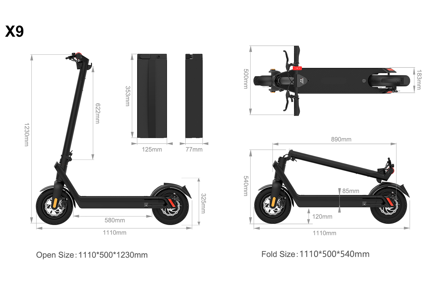 Folding Electric Scooter for Adults 500W Motor 40km/h Speed Long-Range Commuter E Scooter with Removable Battery