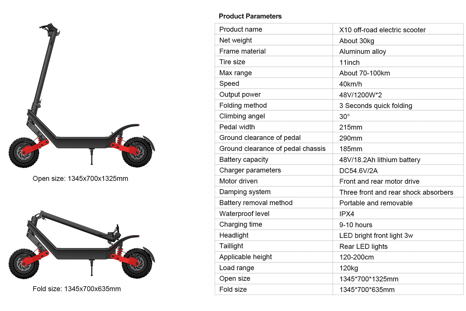 Folding Off-Road Electric Scooter for Adults 2000W Dual Motor 11-Inch Tires Long-Range Commuter E Scooter