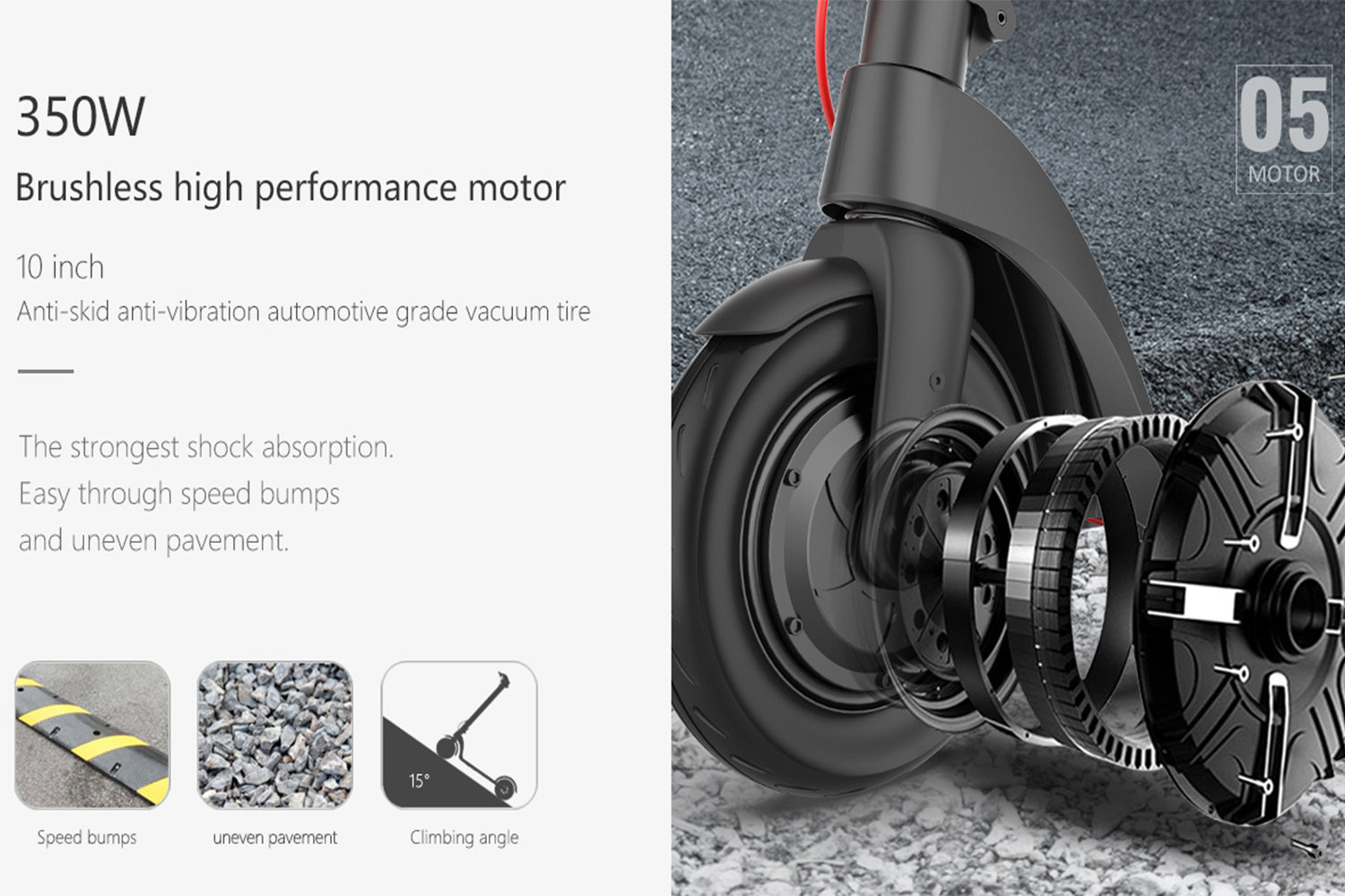 Folding Electric Scooter for Adults 350W Motor 45km Range Long-Range Commuter E Scooter with Embedded Battery