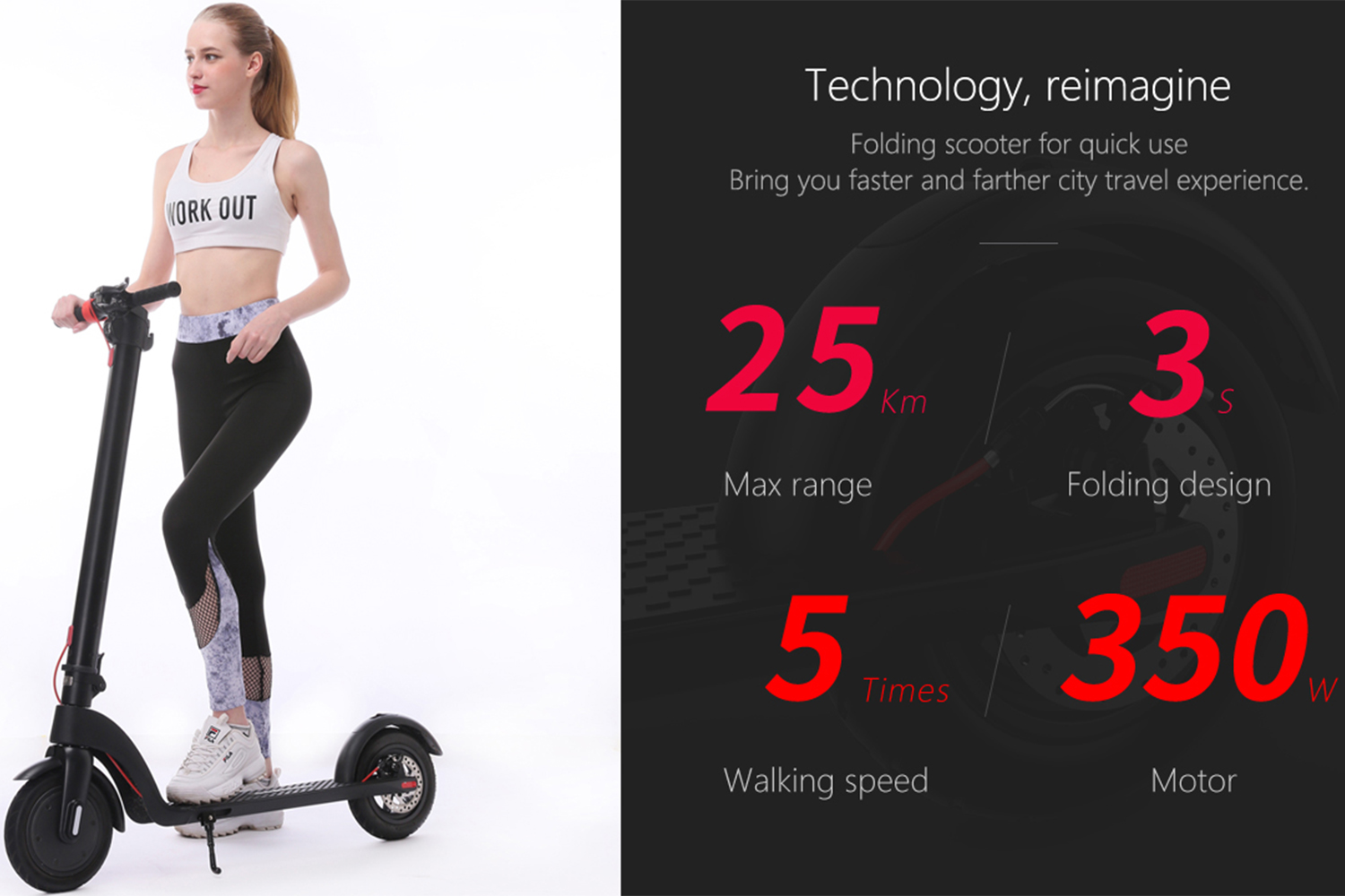 Folding Electric Scooter for Adults 350W Brushless Motor 25km Range Lightweight Commuter E Scooter with Removable Battery