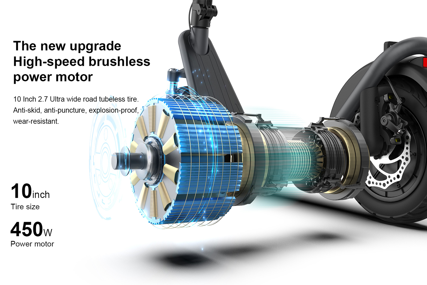 Folding Electric Scooter for Adults 450W Motor 10-Inch Tires 50km Long-Range Commuter E Scooter