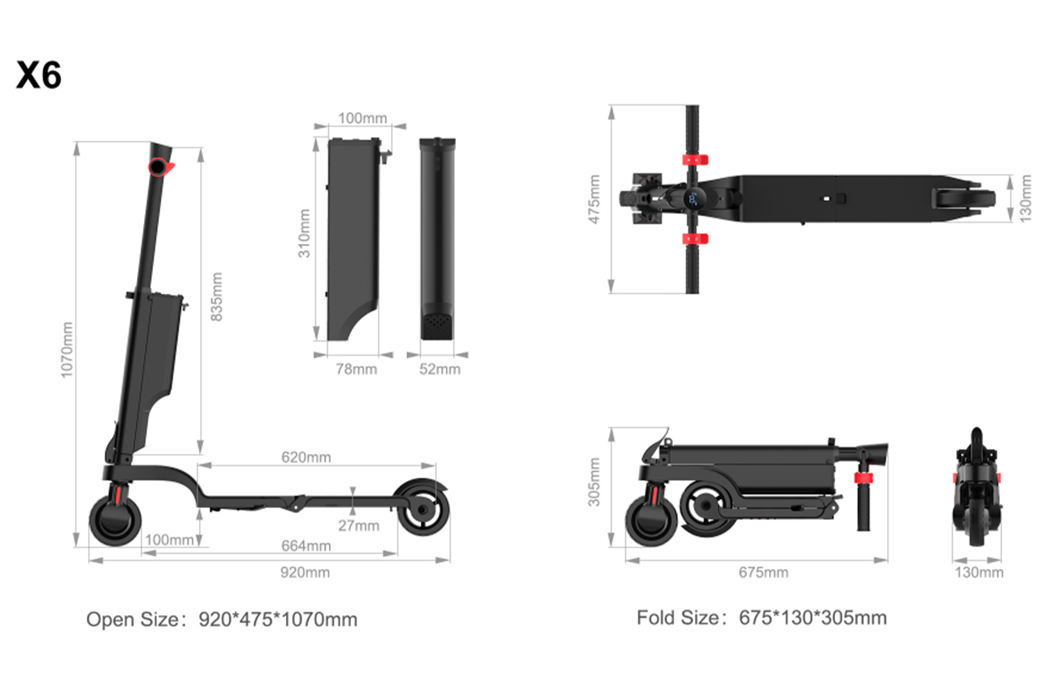 Portable Lightweight Folding Electric Scooter for Adults 250W Motor with Removable Battery and Dual Brake System
