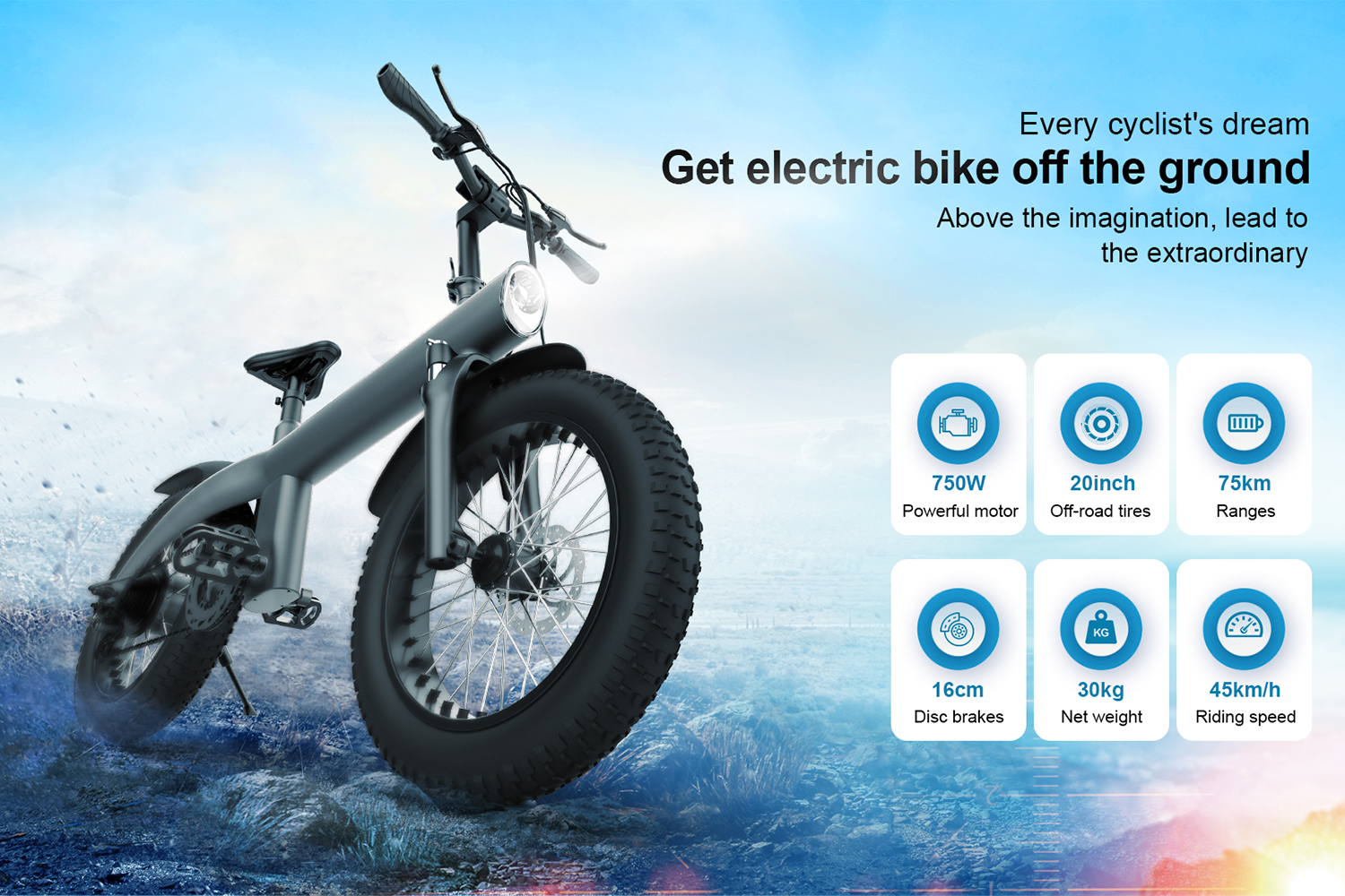 All-Terrain Folding Electric Bike for Adults – 750W Powerful Motor, 20-Inch Fat Tires, Dual Disc Brakes, Removable Lithium Battery