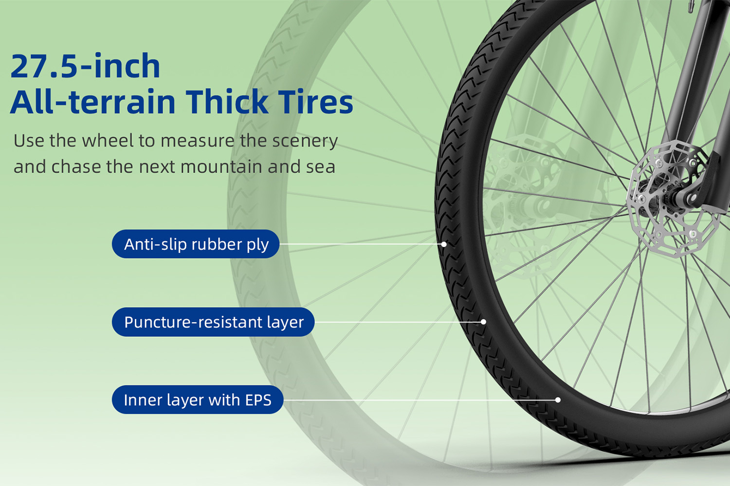 All-Terrain Electric Bike for Adults – 650W Brushless Motor, 27.5-Inch Tires, Removable Lithium Battery, Dual Disc Brakes