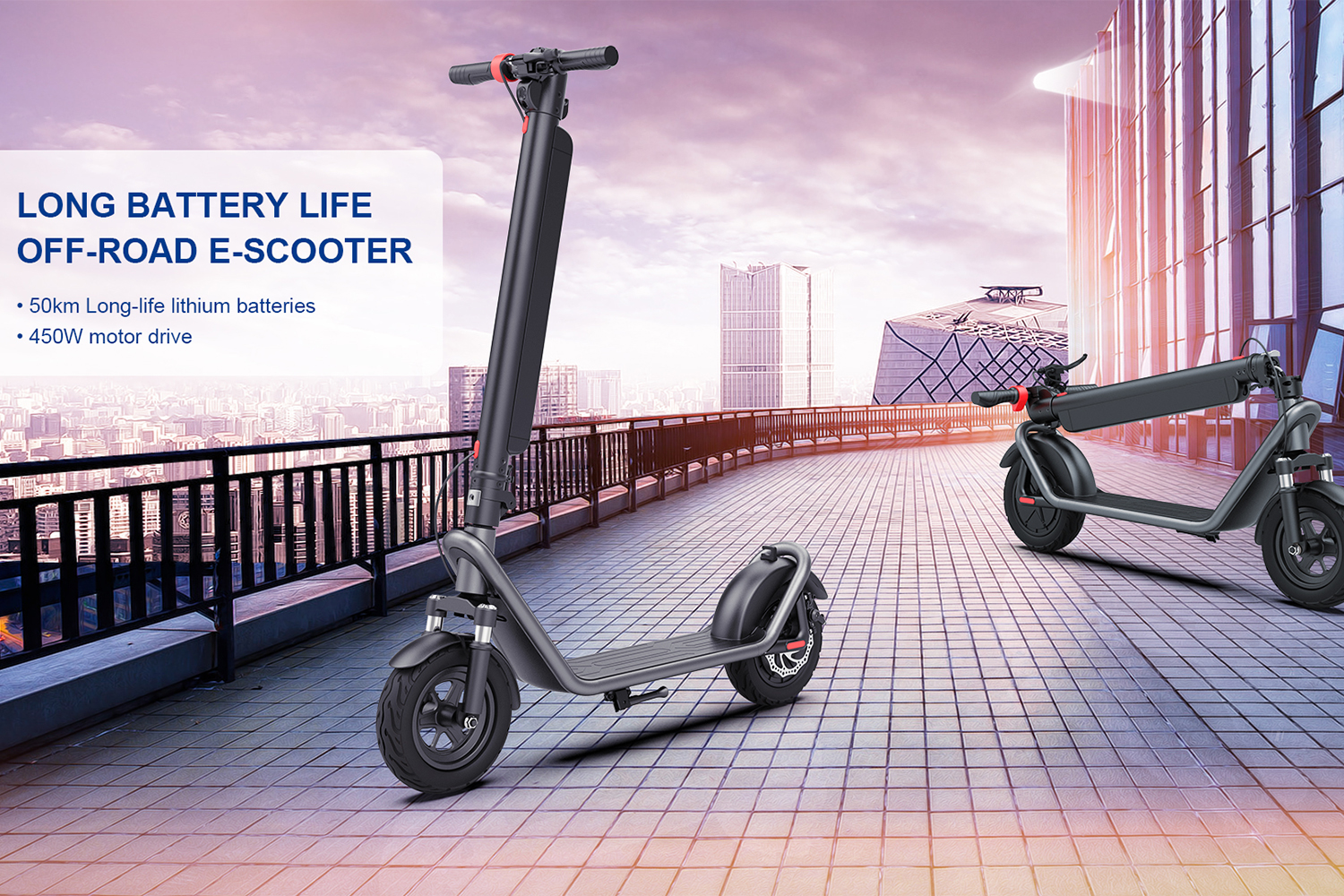 Folding Electric Scooter for Adults 450W Motor 10-Inch Tires 50km Long-Range Commuter E Scooter