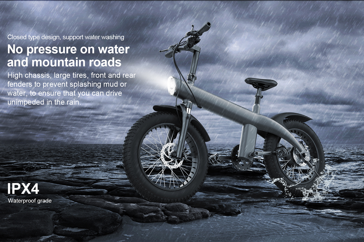 All-Terrain Folding Electric Bike for Adults – 750W Powerful Motor, 20-Inch Fat Tires, Dual Disc Brakes, Removable Lithium Battery