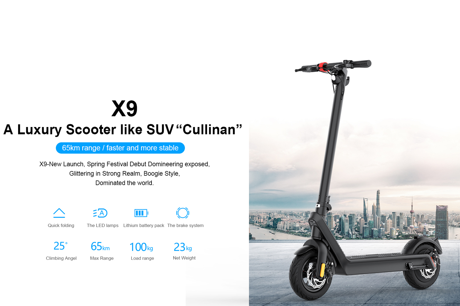 Folding Electric Scooter for Adults 500W Motor 40km/h Speed Long-Range Commuter E Scooter with Removable Battery