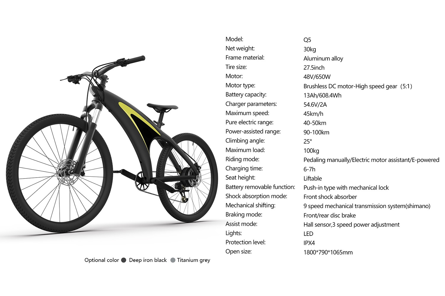 All-Terrain Electric Bike for Adults – 650W Brushless Motor, 27.5-Inch Tires, Removable Lithium Battery, Dual Disc Brakes