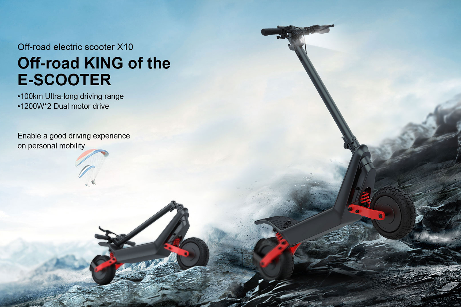 Folding Off-Road Electric Scooter for Adults 2000W Dual Motor 11-Inch Tires Long-Range Commuter E Scooter