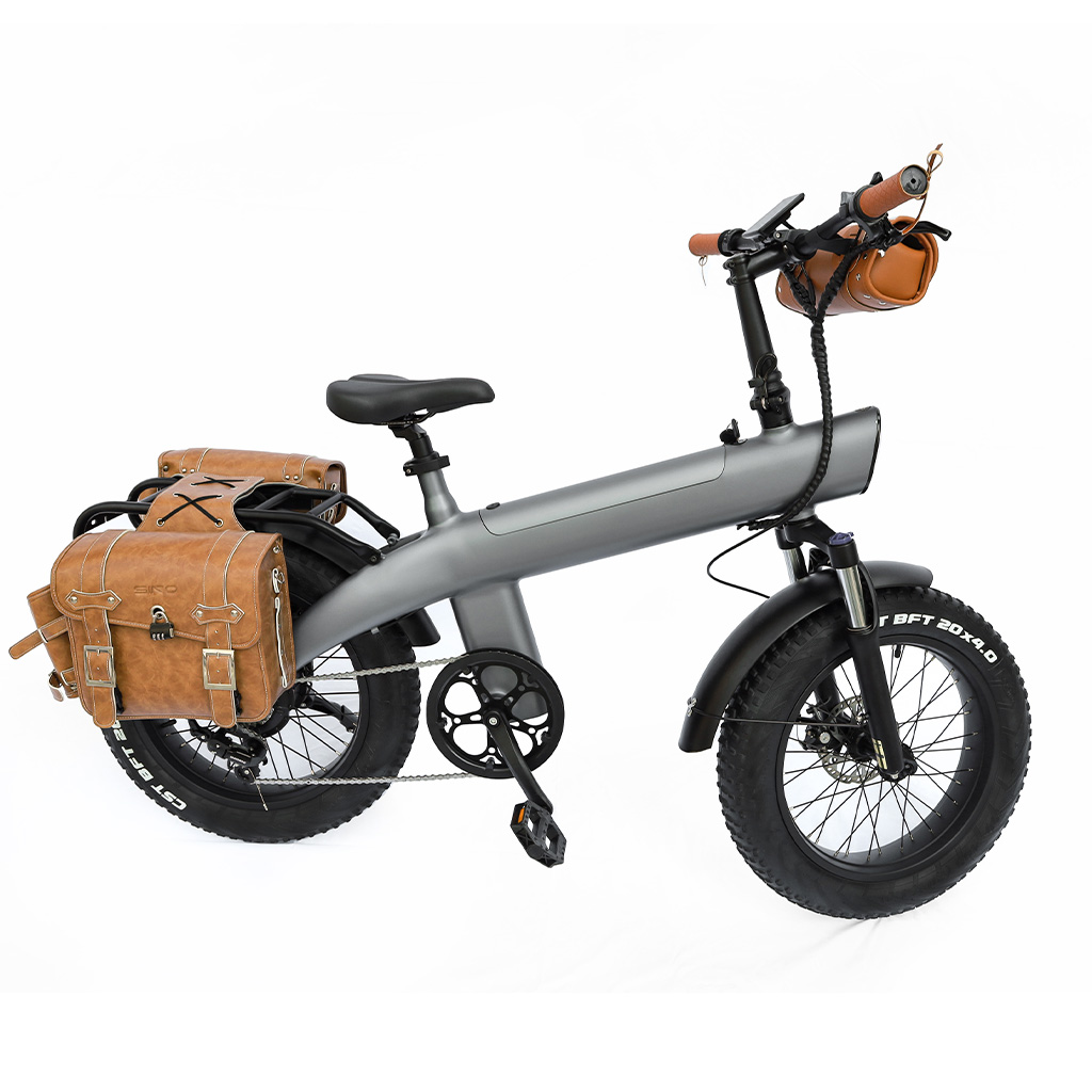 Genuine Leather Double Saddle Bag for Electric Bike – Waterproof Rear Rack Bicycle Panniers with Buckle Straps