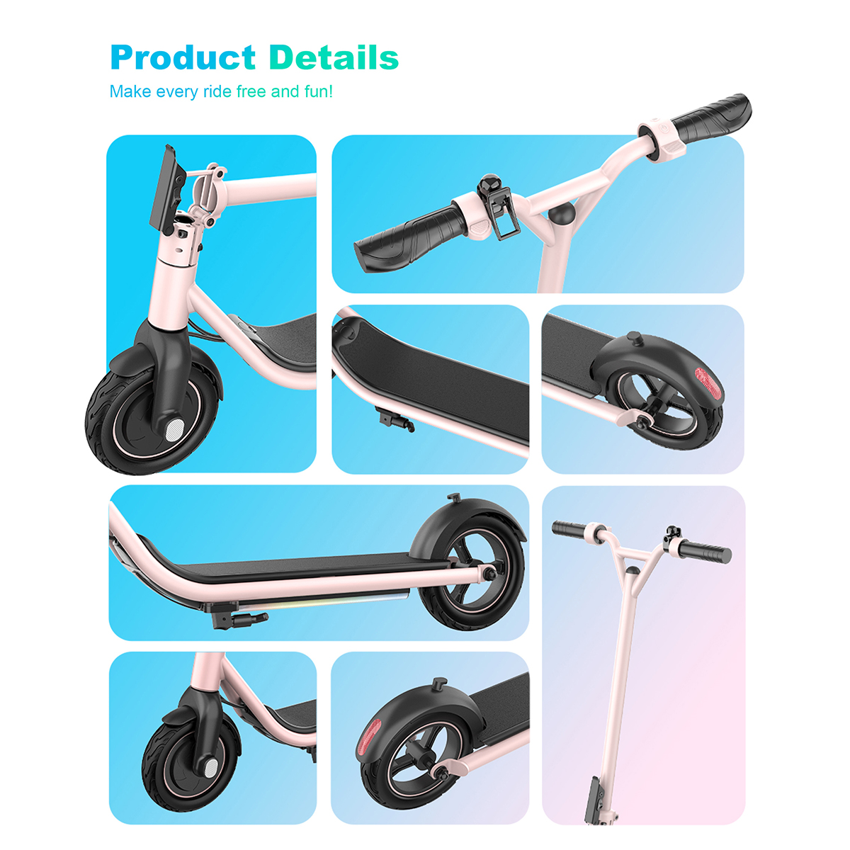 Kids Electric Scooter with LED Lights 200W Motor 8-Inch Tires Foldable E Scooter for Children