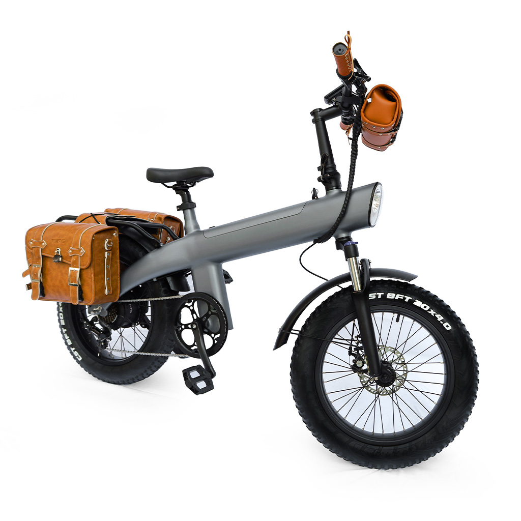 Genuine Leather Double Saddle Bag for Electric Bike – Waterproof Rear Rack Bicycle Panniers with Buckle Straps