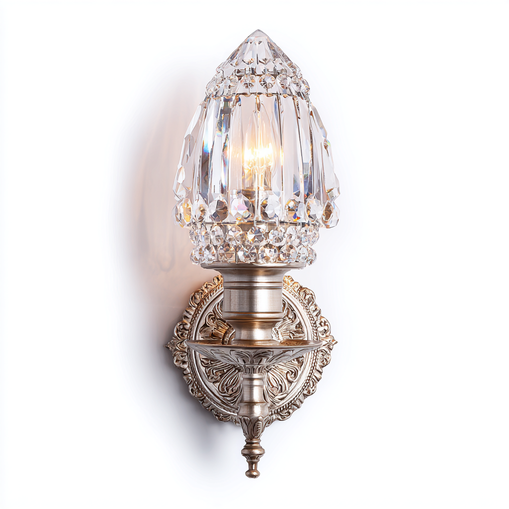 Aplique de pared con cristal cortado y detalles en metal envejecido