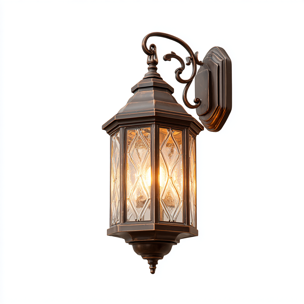 Lámpara de pared exterior estilo europeo con cristal decorado
