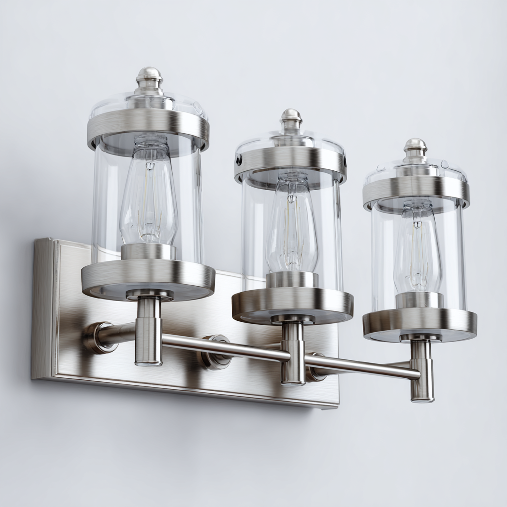 Aplique de pared moderno de 3 luces con pantalla de vidrio transparente