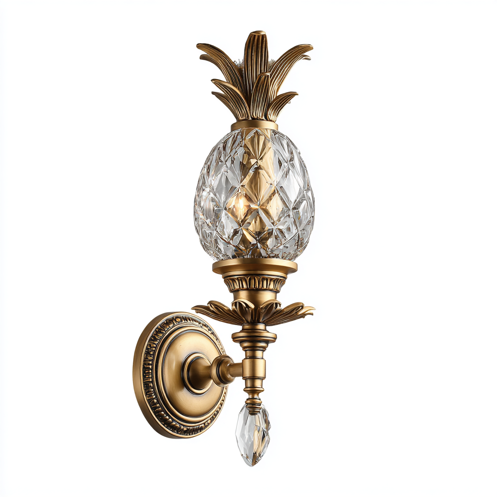 Aplique de pared clásico con diseño de piña y pantalla de cristal tallado