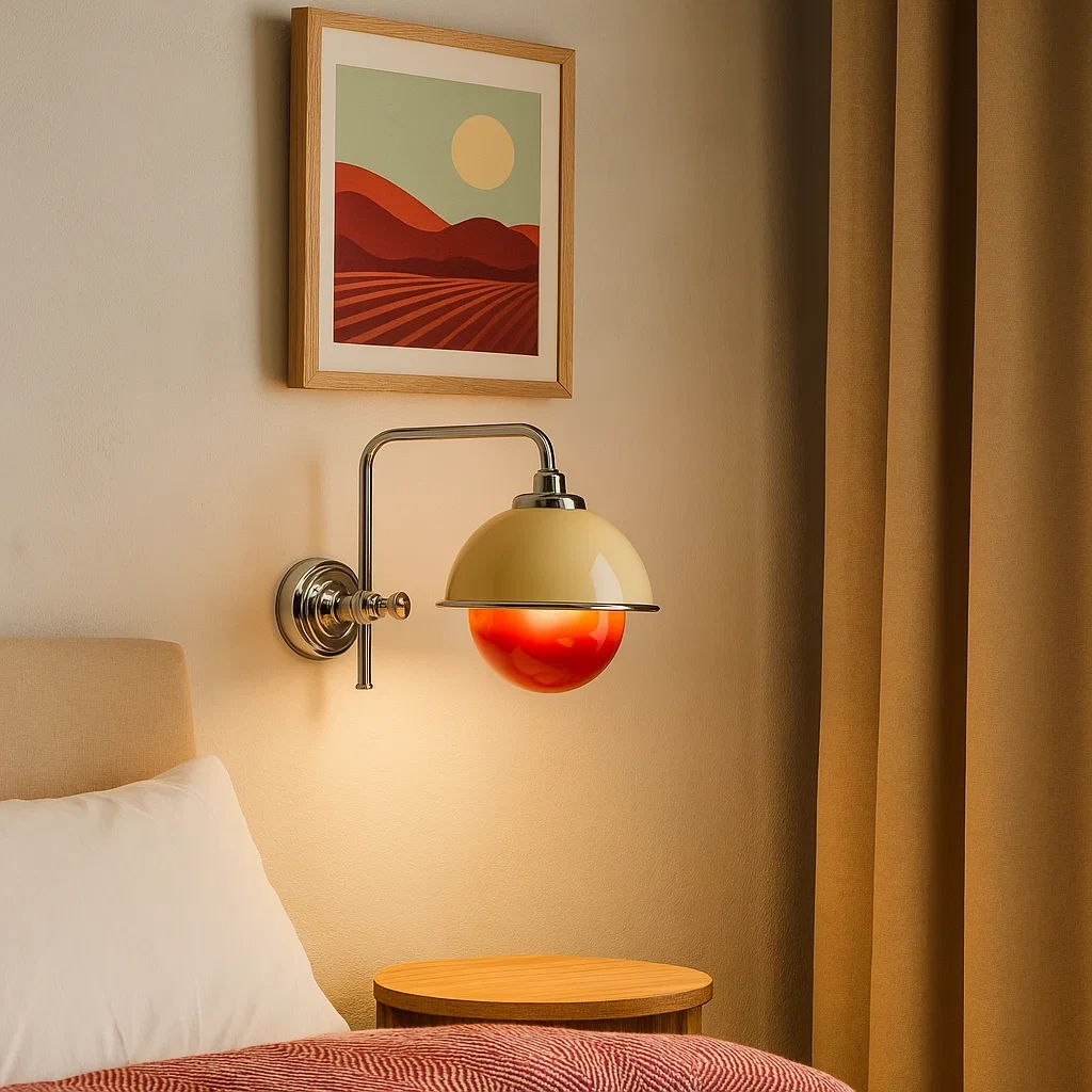 Lámpara tipo queso con base de metal cromado