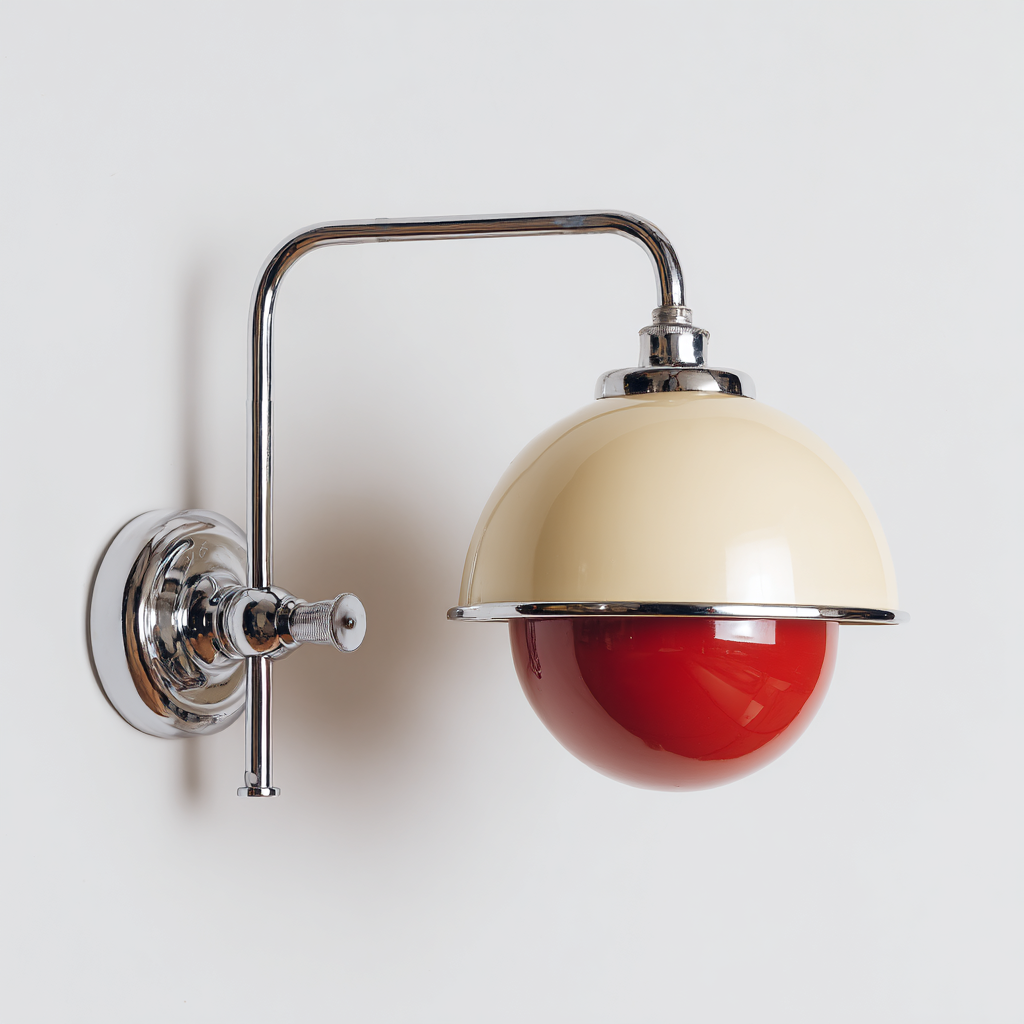 Lámpara tipo queso con base de metal cromado