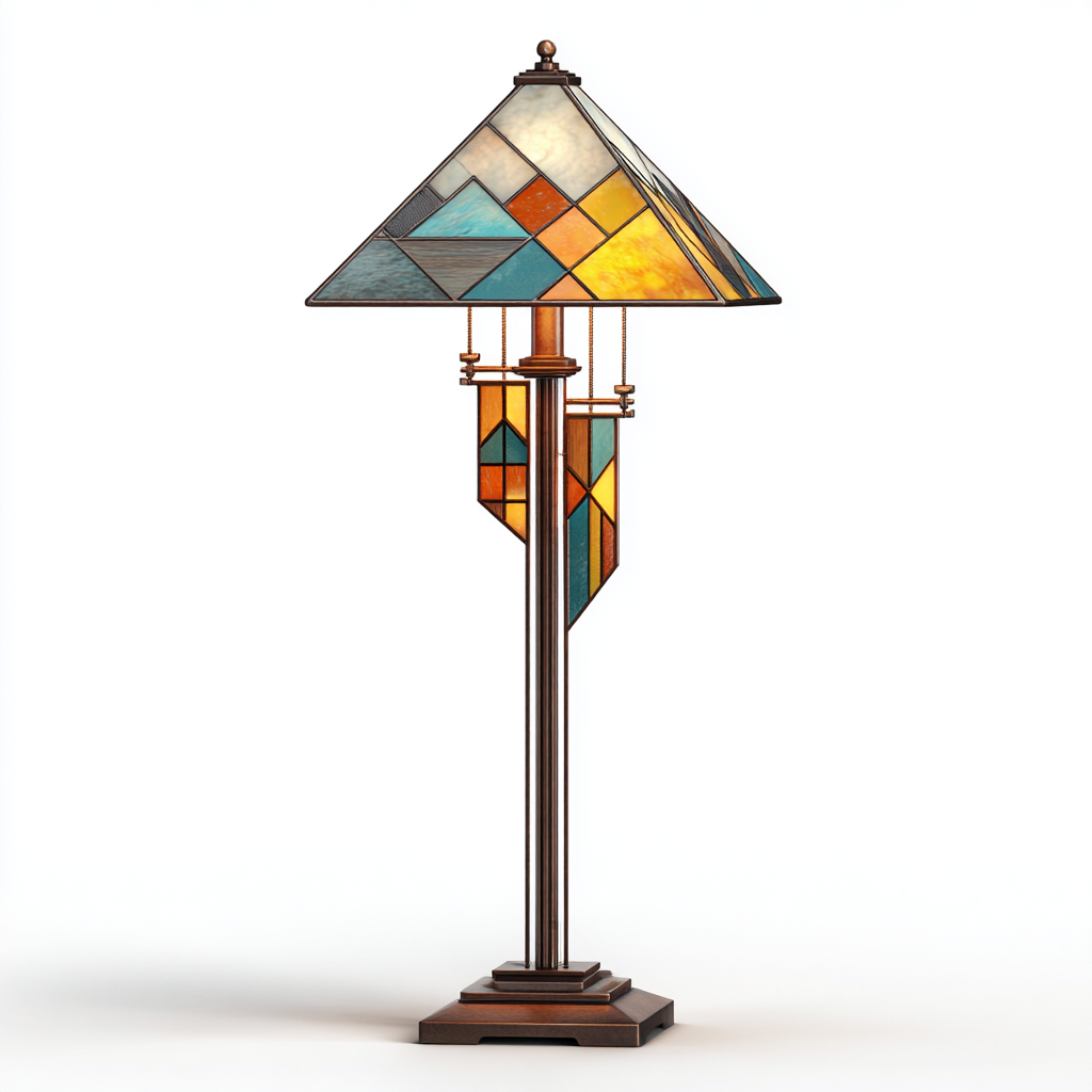 Lámpara de pie con pantalla de vidriera