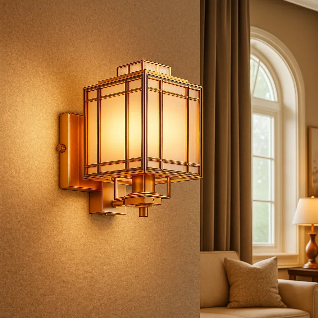 Aplique de pared con pantalla abierta en estilo vintage