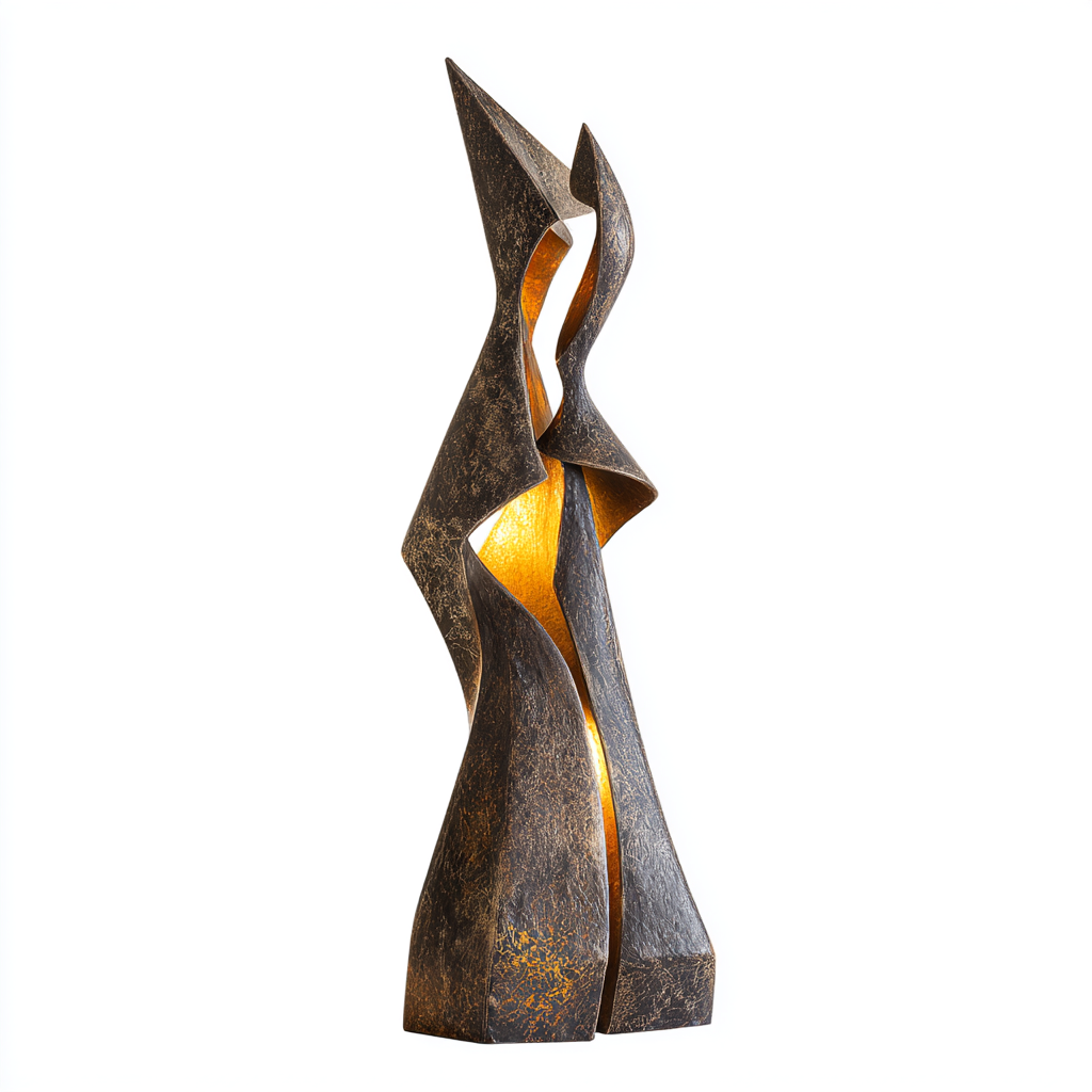 Lámpara de pie escultórica de bronce con diseño abstracto