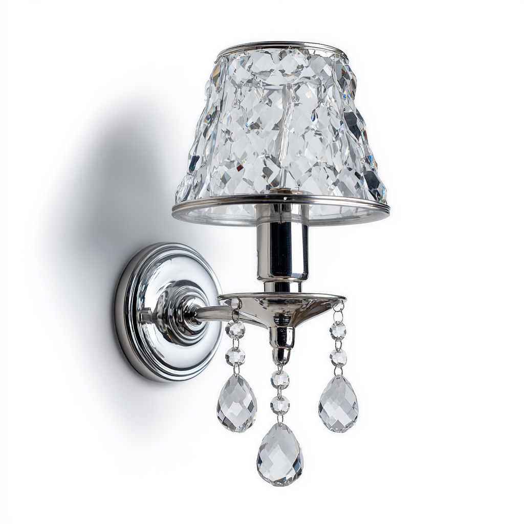 Lámpara de pared elegante con cristal y acabado cromado