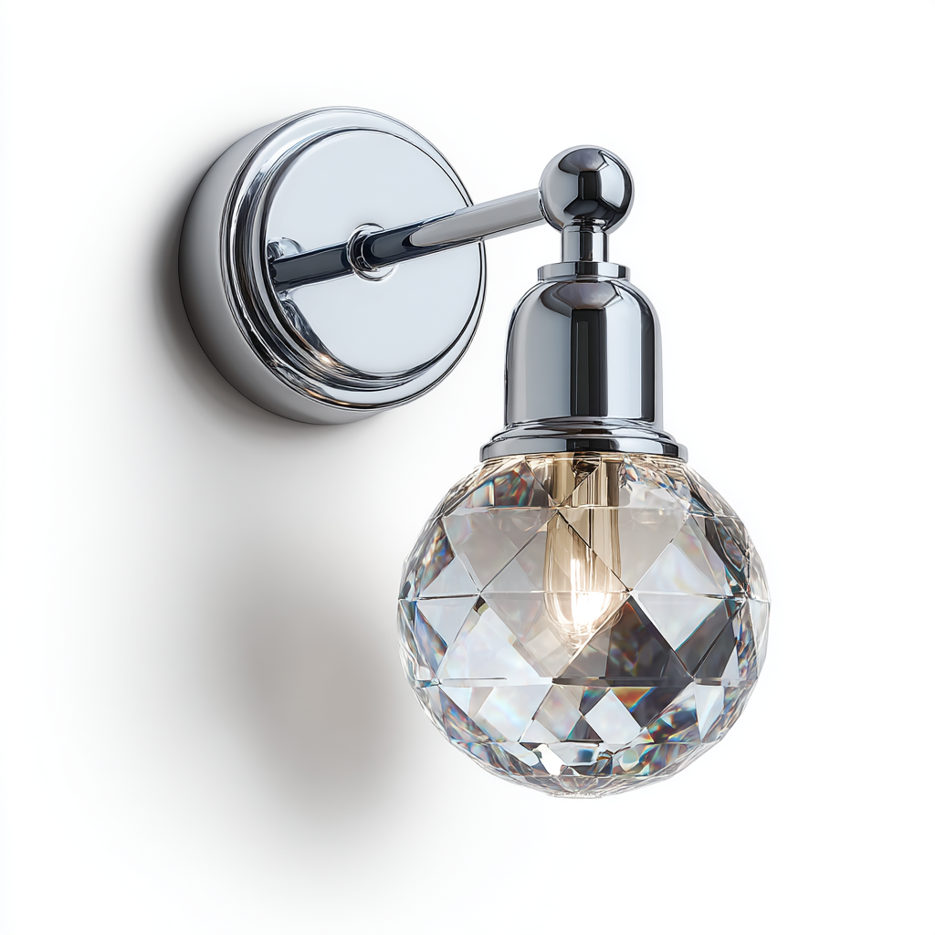 Aplique de pared elegante con esfera de cristal y diseño simple