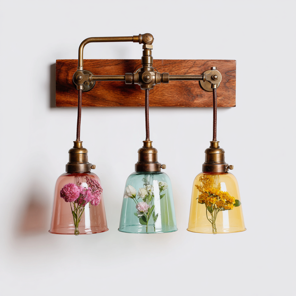 Aplique de pared moderno de mediados de siglo con tres bombillas