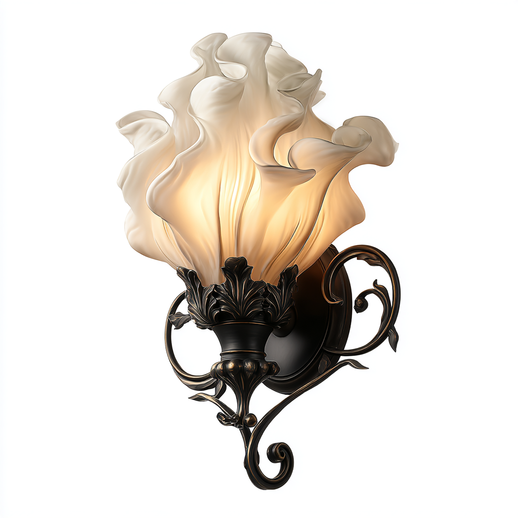 Aplique de pared estilo Art Nouveau con lámpara de vidrio esculpido