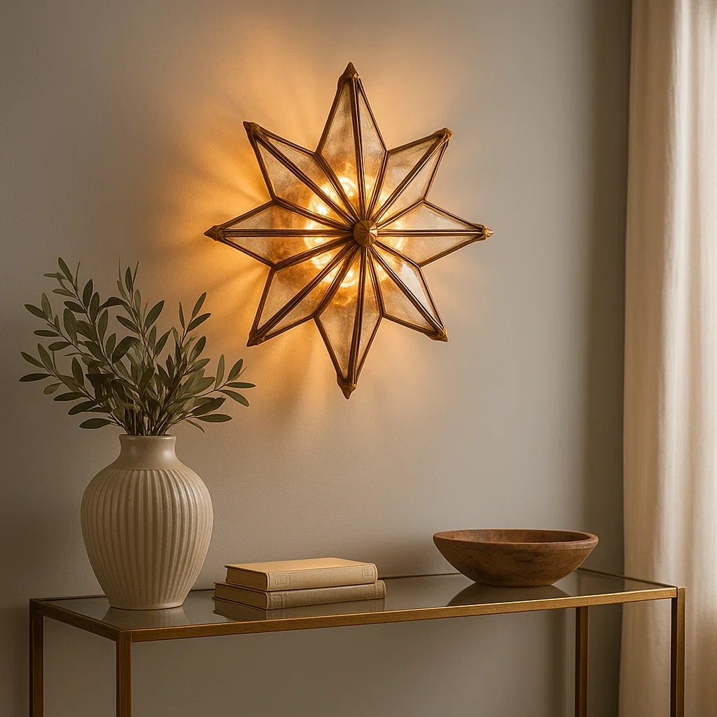 Aplique de pared con diseño antiguo y forma de estrella