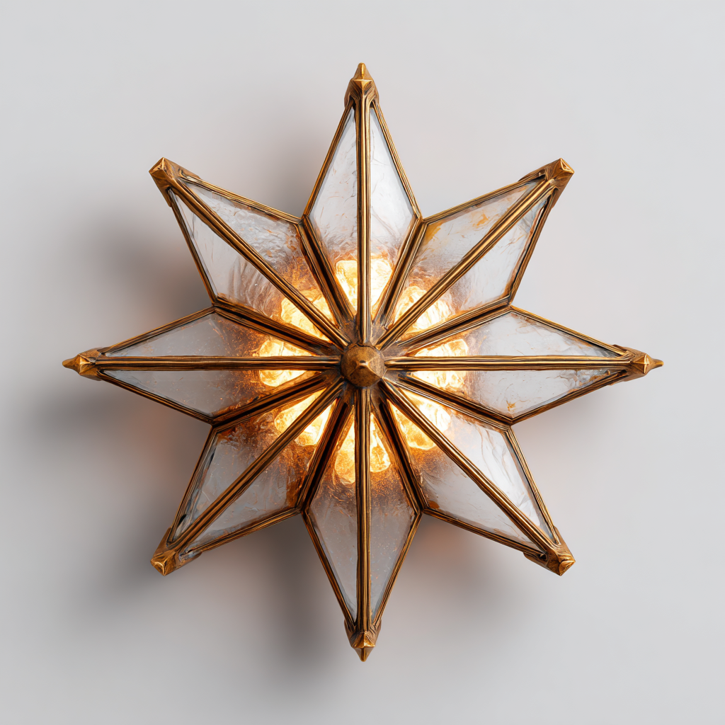 Aplique de pared con diseño antiguo y forma de estrella