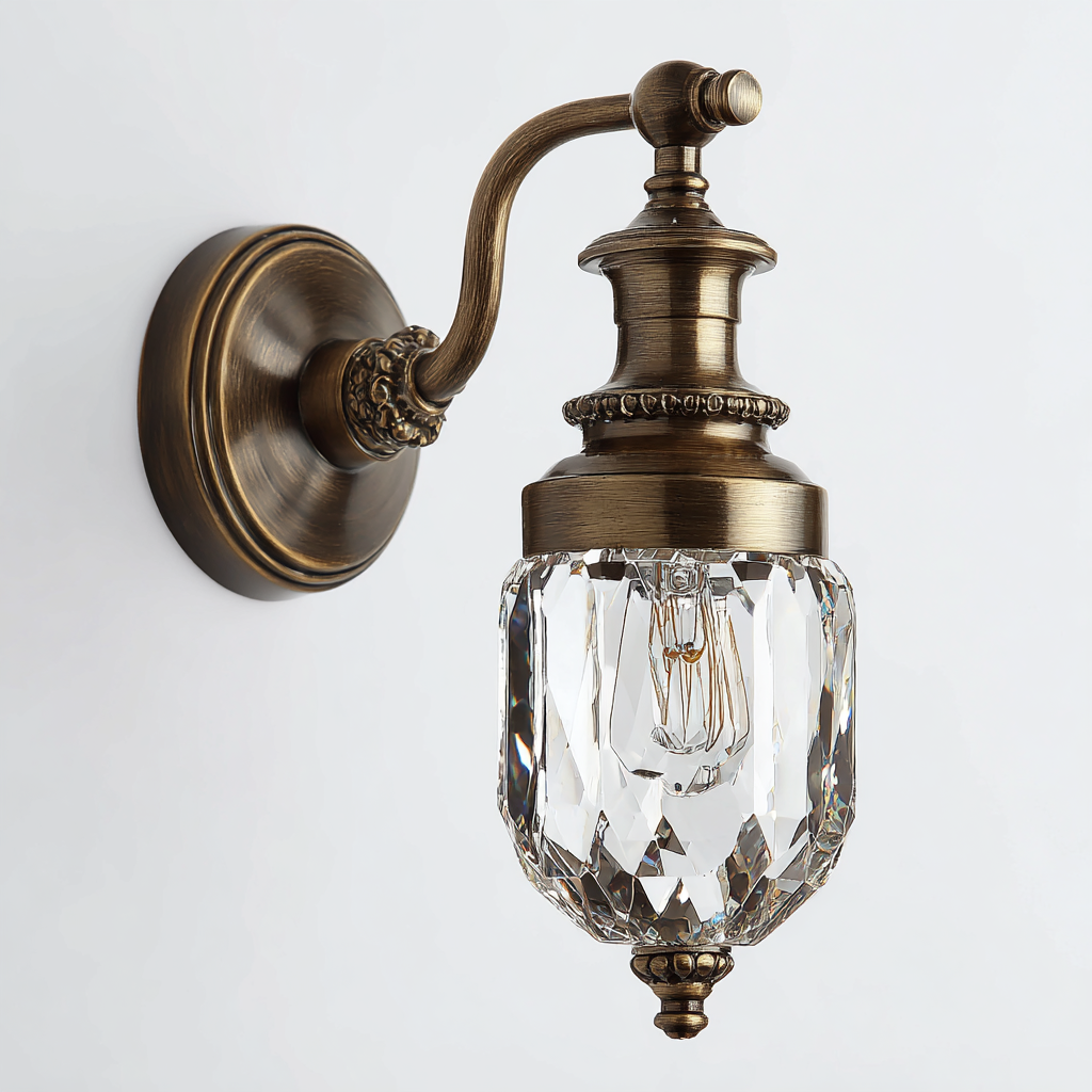Aplique de pared con acabado en bronce antiguo y cristal