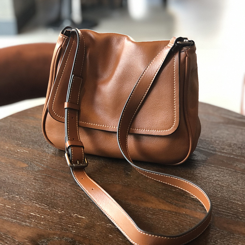 Iris Fold Flap Crossbody – Cognac Brown
