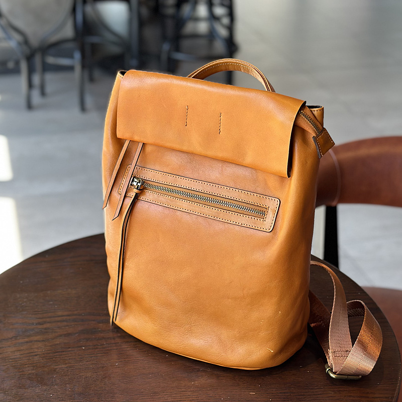 Maeve Foldover Backpack – Amber Cognac