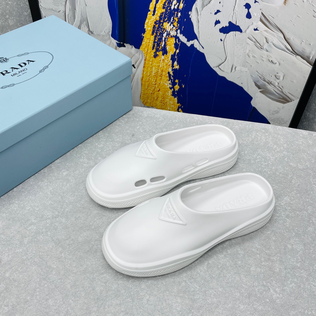 Prada Foam Rubber Slippers Size 35-45 Black/White