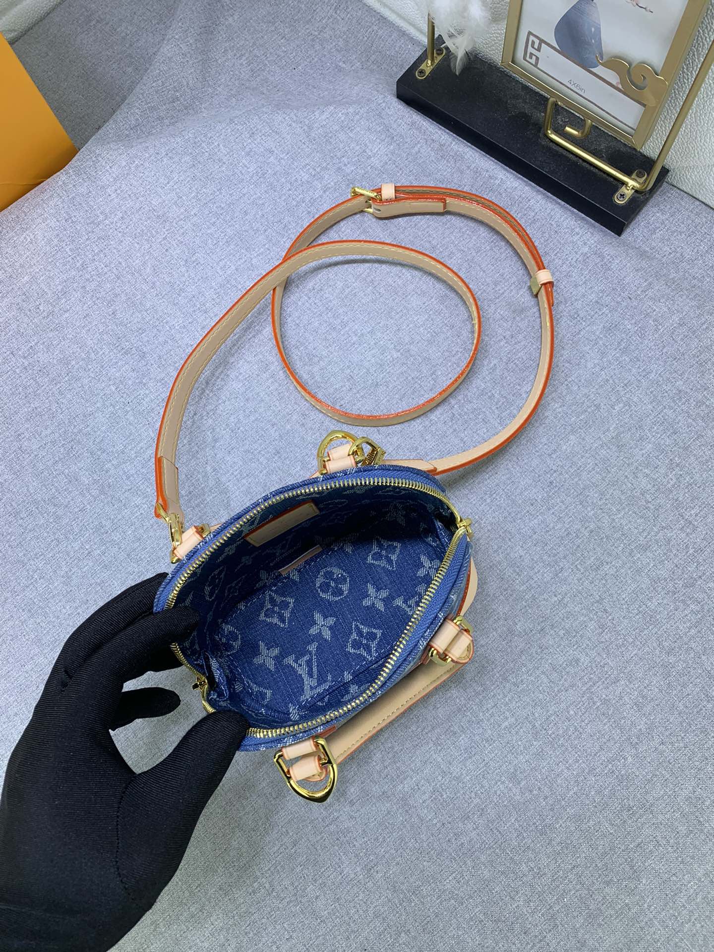 Louis Vuitton M82717 Alma Nano Denim Cowboy Women Shoulder Bags Size 18*12*8cm