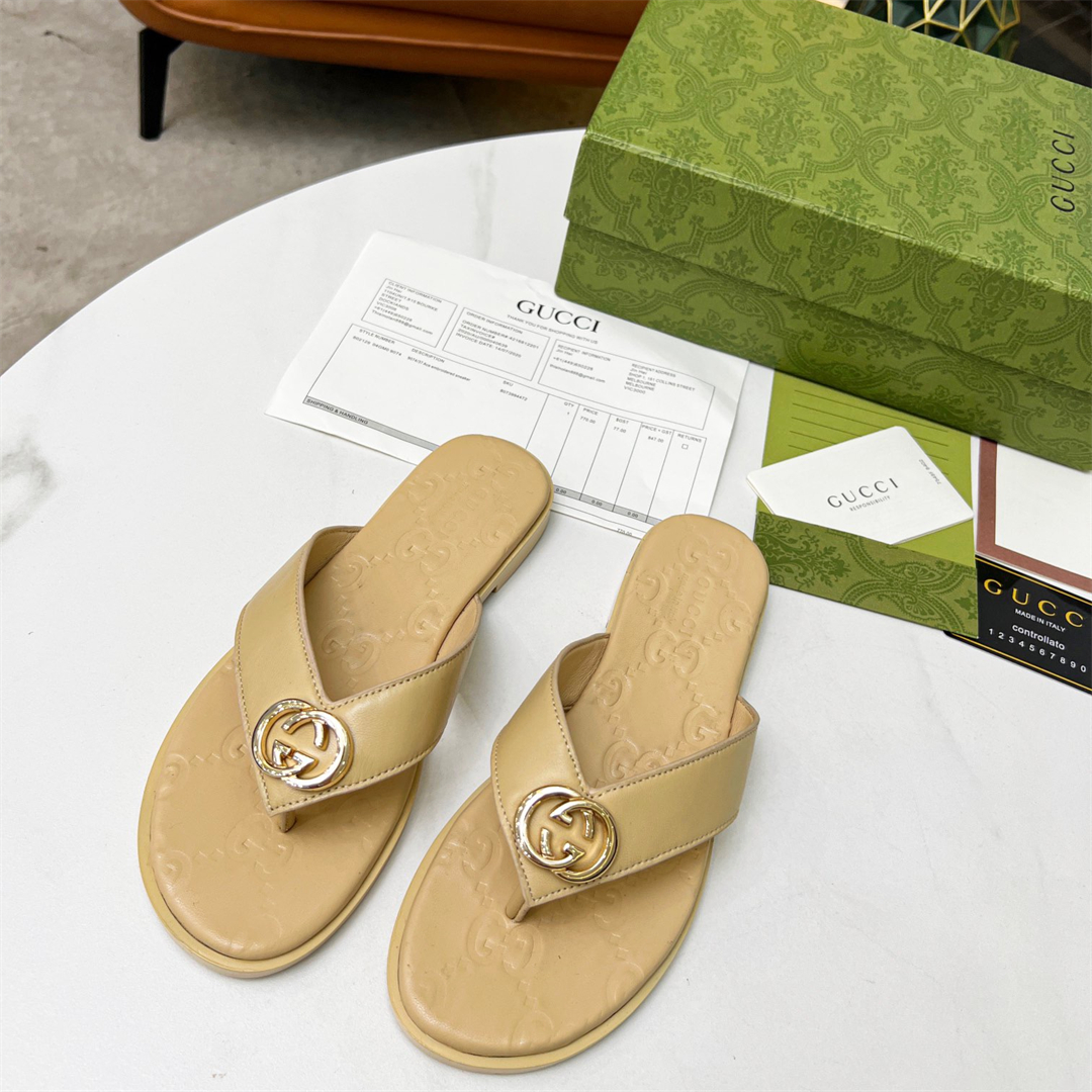 Gucci Interlocking G thong Sandal Slippers Size 36-41 5-Color