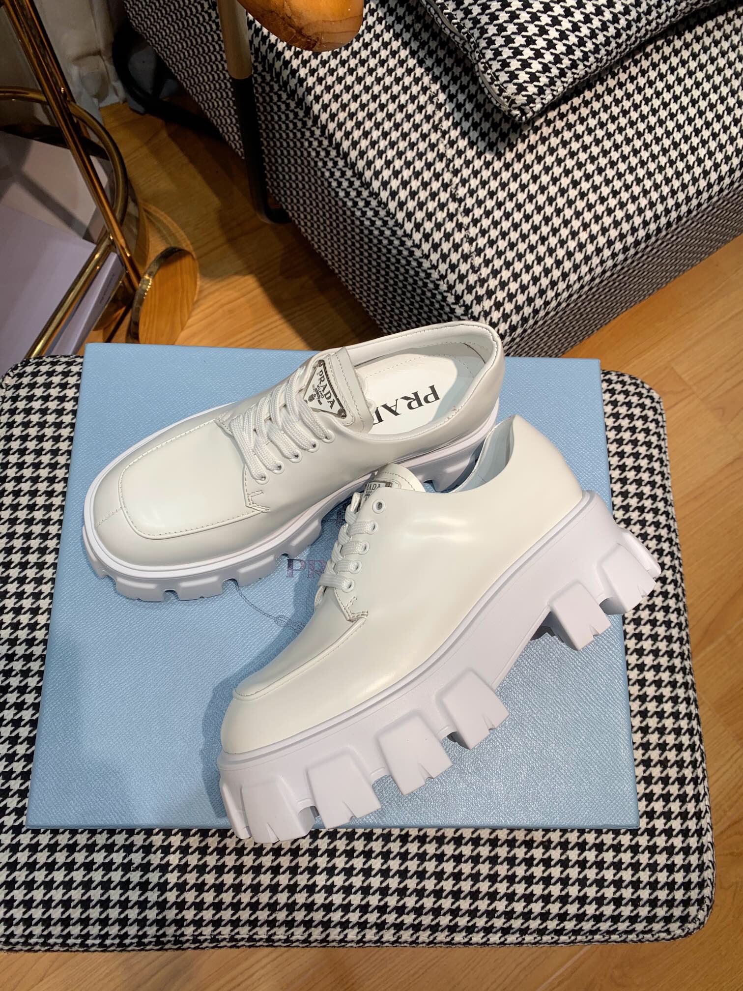 Prada Monolith brushed leather lace-up Shoes Loafers Size 36-41