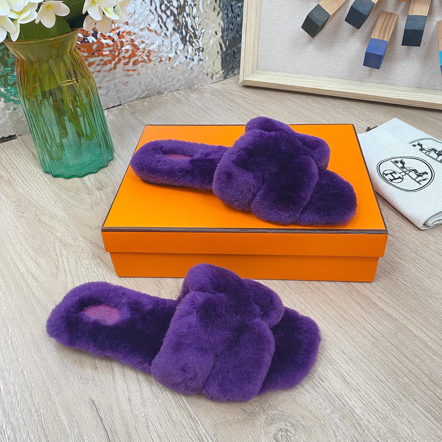 Hermes 23fw Women Winter Slippers Size 36-40