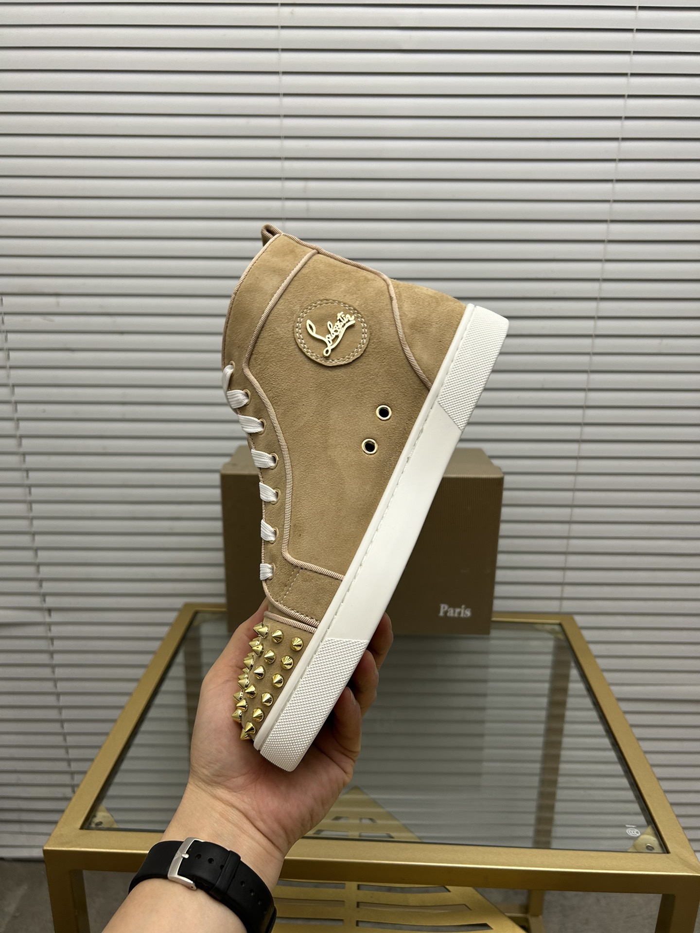 Christian Louboutin Lou Spikes High-Top Sneaker Size 36-46