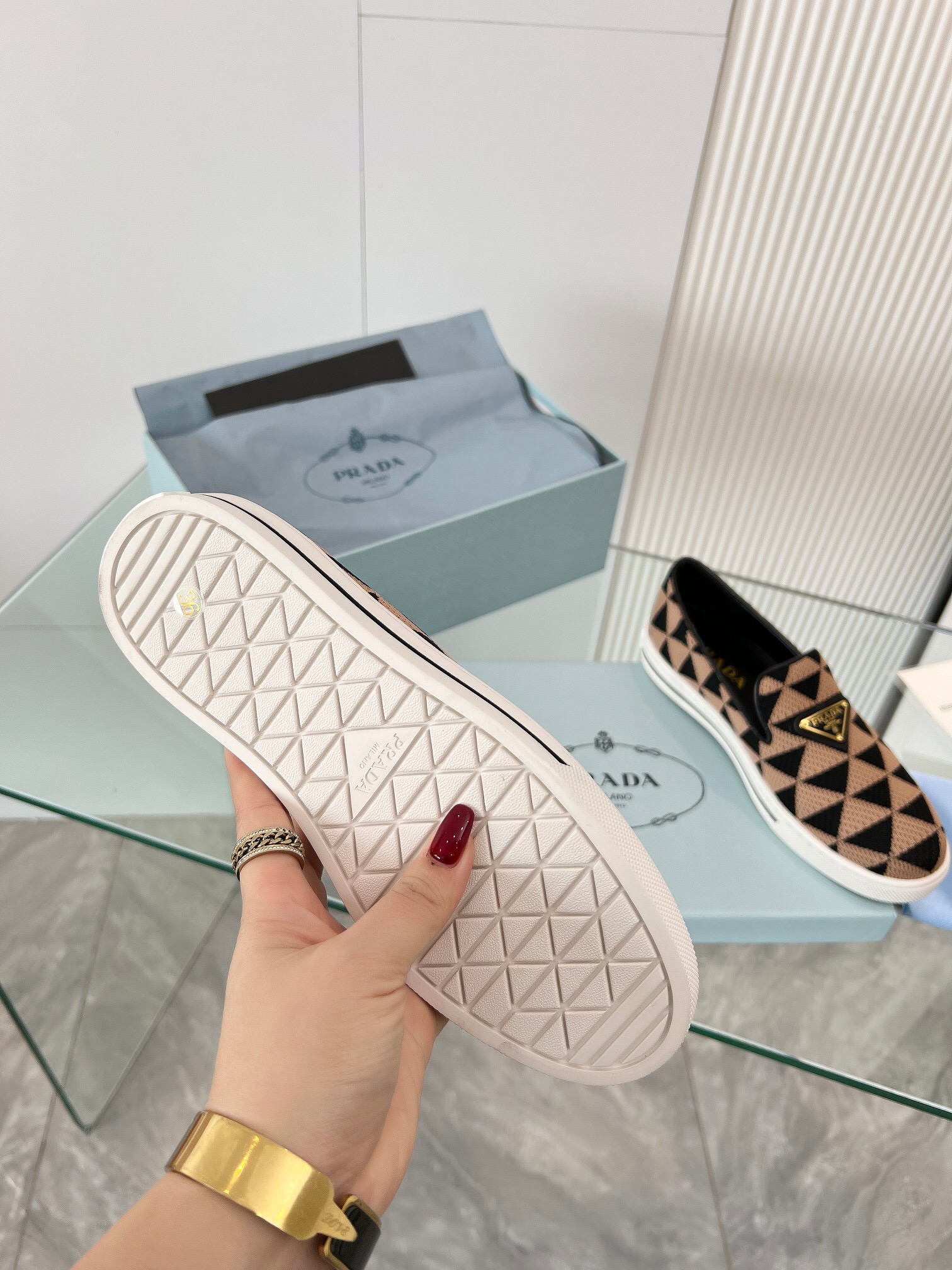 Prada 2024 Women Embroidered fabric slip-on Shoes Loafers Size 36-41