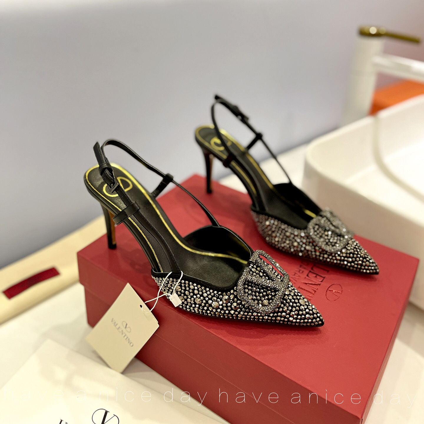 Valentino Vlogo Signature Satin Slingback Pumps Size 35-41 3-Color