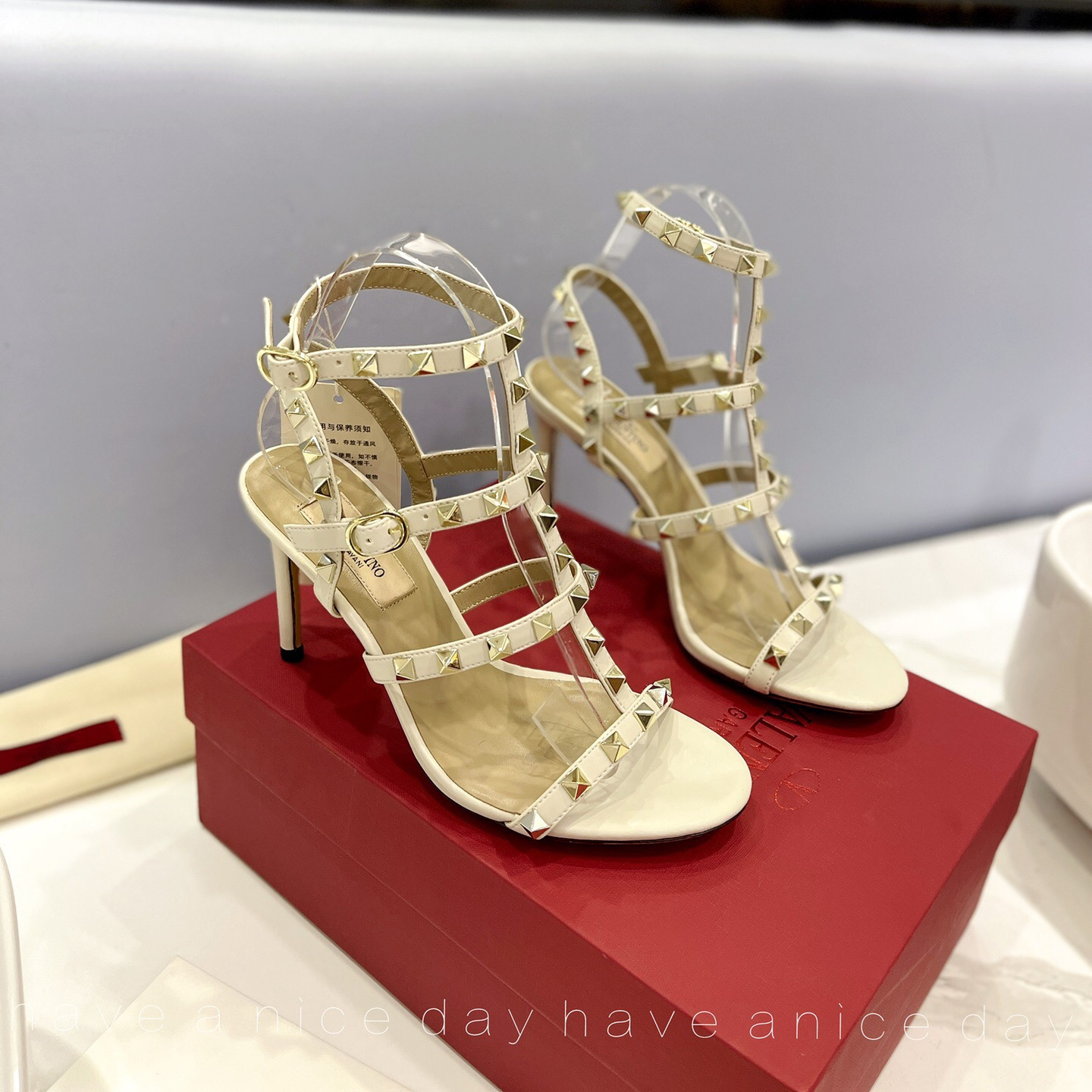 Valentino Rockstud Calfskin Ankle Strap Pumps Size 35-41 4-Color