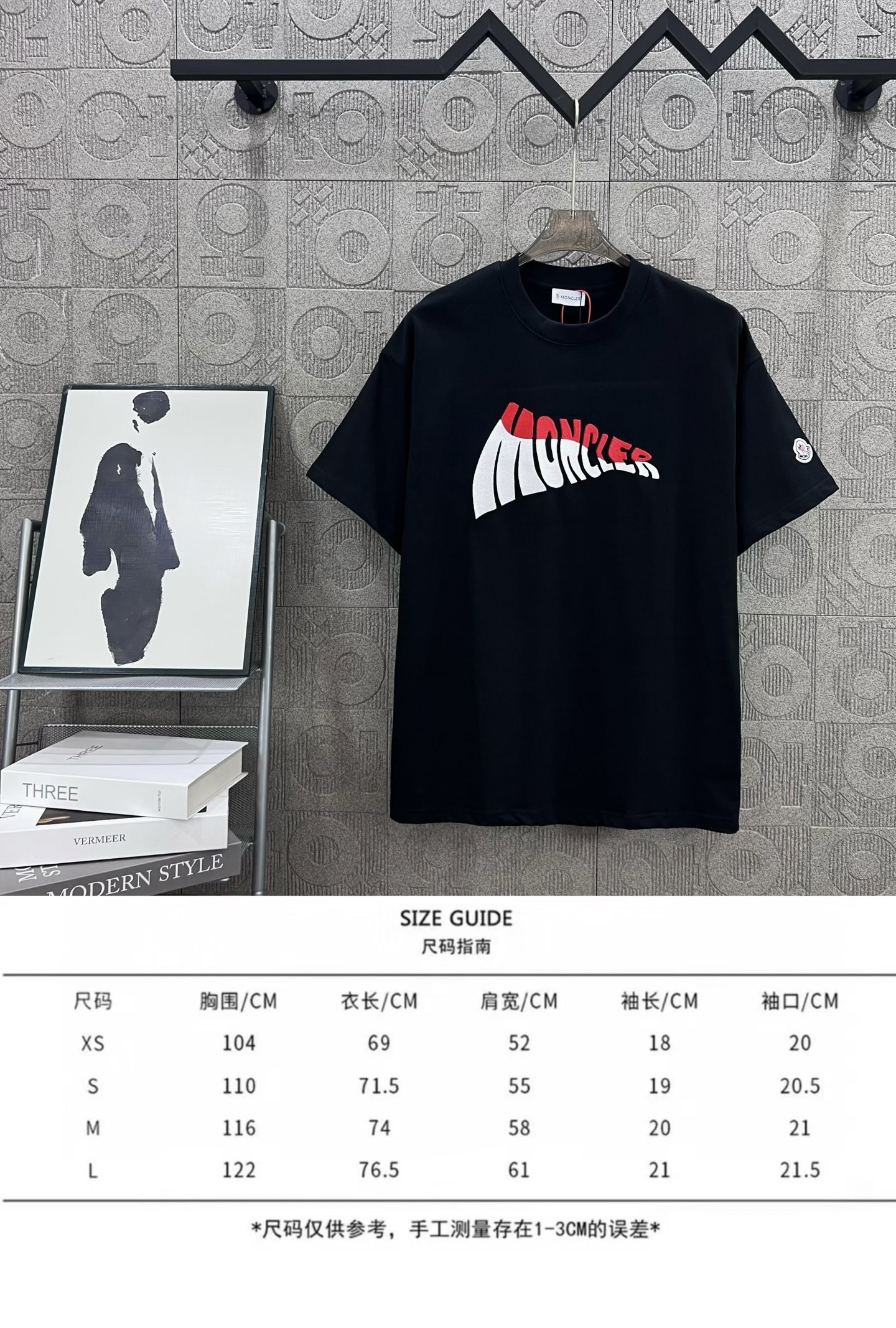 Moncler T Shirt  Embroider Logo Size XS-L