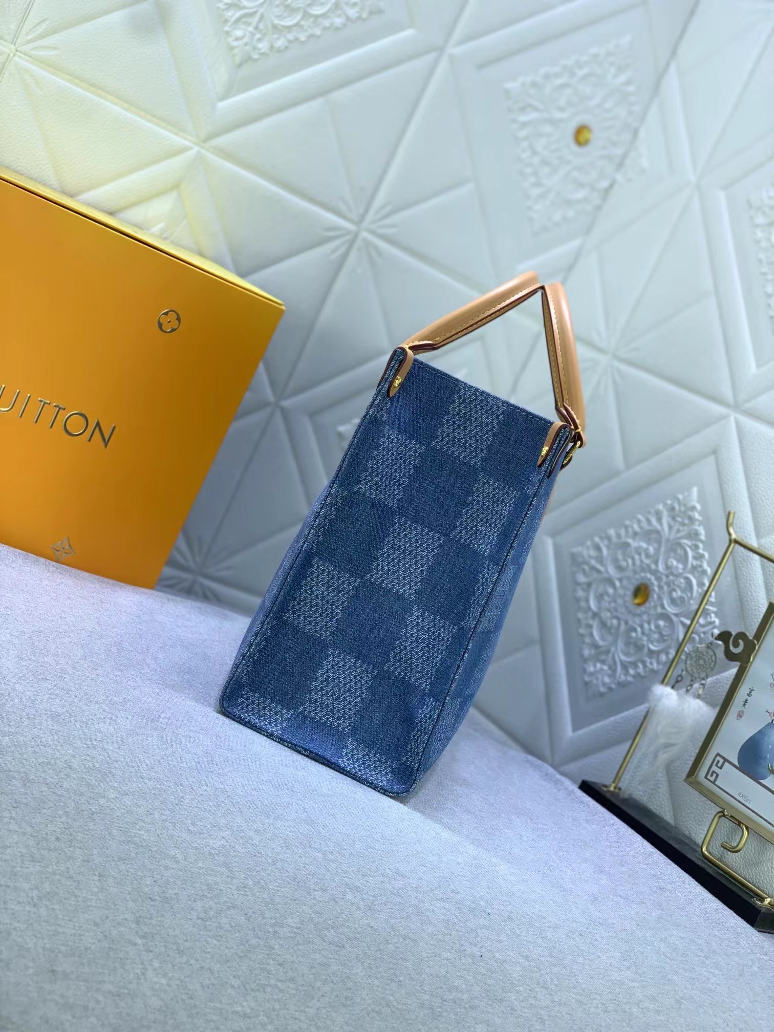 Louis Vuitton Monogram Onthego Denim Cowboy Women Shopping Bags 35*27*14cm