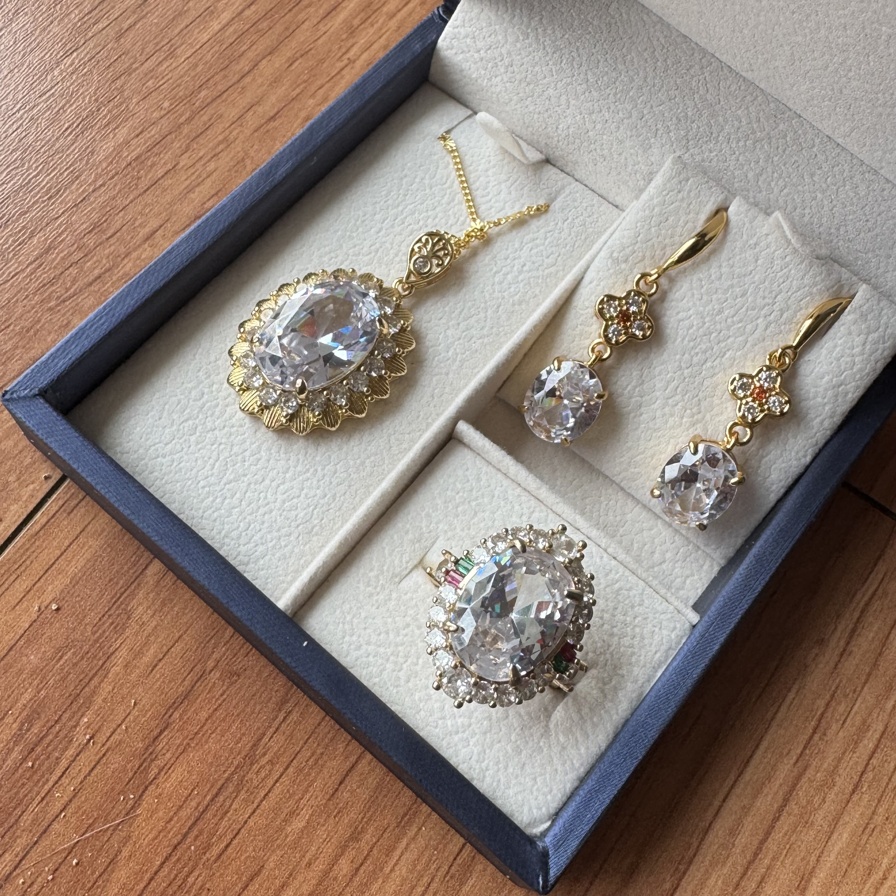 Earrings + necklace + ring